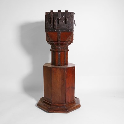 Lot 70 - A Victorian iron and oak poor box or collection box