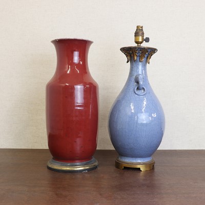 Lot 342 - A Chinese blue-glazed vase