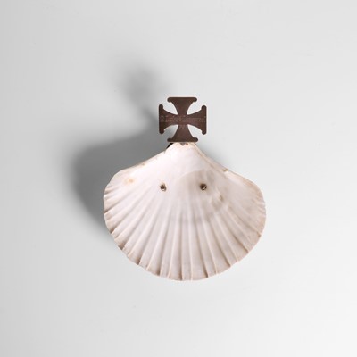 Lot 23 - A silver-mounted christening shell