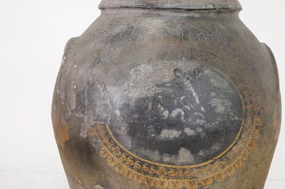 Lot 176 - A pair of painted terracotta urns