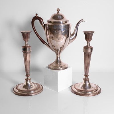 Lot 95 - A pair of Old Sheffield Plate candlesticks