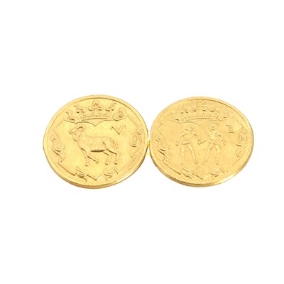 Lot 1376 - A zodiac gold coin bar brooch