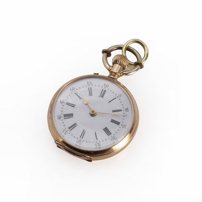 Lot 1422 - A Continental gold open faced fob watch