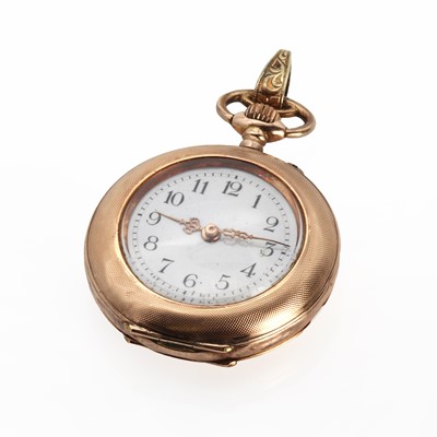 Lot 1424 - A Swiss gold top wind open faced fob watch
