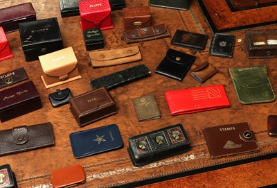 Lot 152 - A group of leather stamp boxes and books