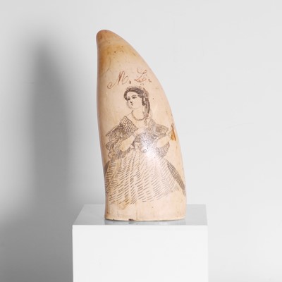 Lot 43 - A scrimshaw-decorated sperm whale's tooth