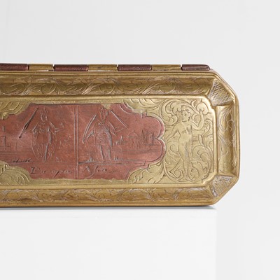 Lot 62 - A brass and copper tobacco box