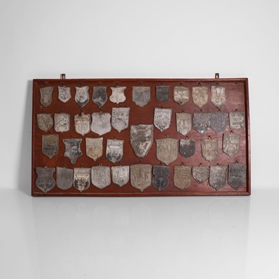 Lot 24 - A collection of forty lead-roof-slaters' lead trade plates