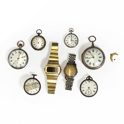 Lot 1433 - A group of pocket watches, fob watches and two wristwatches