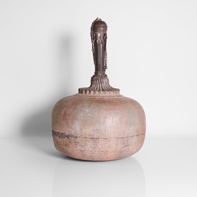 Lot 143 - A Mughal silver-mounted zinc cooling bottle