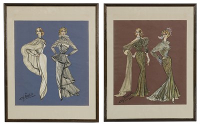 Lot 333 - A pair of 1940s fashion designs for Maison Lanvin