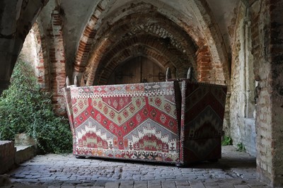 Lot 7 - A kilim-upholstered Knole sofa by George Smith