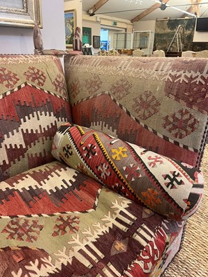 Lot 7 - A kilim-upholstered Knole sofa by George Smith