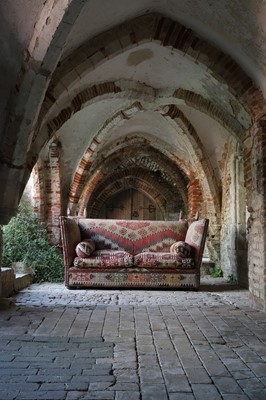 Lot 7 - A kilim-upholstered Knole sofa by George Smith