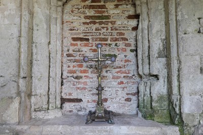 Lot 26 - A gilt-brass and enamel altar crucifix in the manner of A W N Pugin