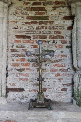 Lot 26 - A gilt-brass and enamel altar crucifix in the manner of A W N Pugin