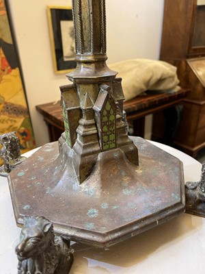 Lot 26 - A gilt-brass and enamel altar crucifix in the manner of A W N Pugin