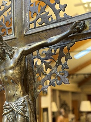 Lot 26 - A gilt-brass and enamel altar crucifix in the manner of A W N Pugin