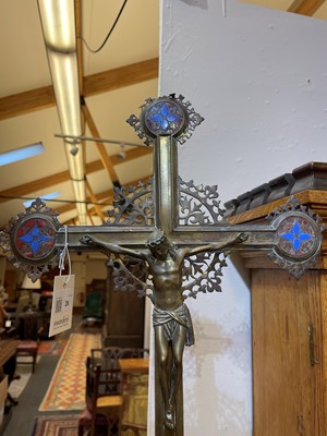 Lot 26 - A gilt-brass and enamel altar crucifix in the manner of A W N Pugin