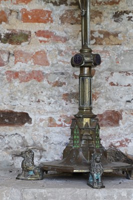 Lot 26 - A gilt-brass and enamel altar crucifix in the manner of A W N Pugin