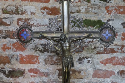 Lot 26 - A gilt-brass and enamel altar crucifix in the manner of A W N Pugin