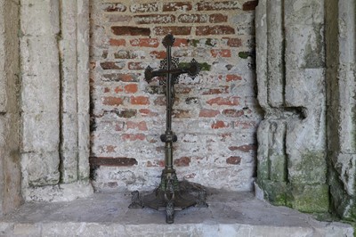Lot 26 - A gilt-brass and enamel altar crucifix in the manner of A W N Pugin