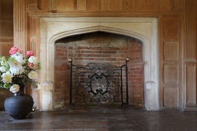 Lot 22 - A cast iron and brass fireguard