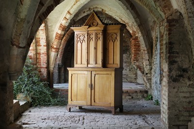 Lot 17 - A Victorian golden oak cupboard