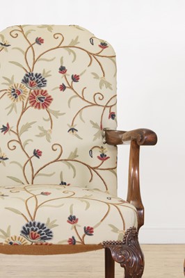 Lot 52 - A pair of George II-style walnut armchairs