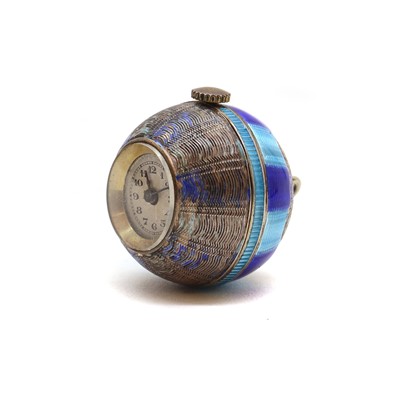 Lot 45 - A Swiss Argent Dore silver and enamel watch