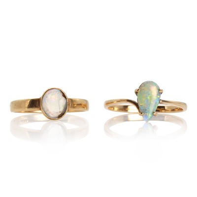 Lot 1244 - Two opal rings