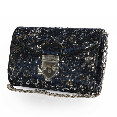 Lot 1538 - An Aspinal of London blue and silver sequinned shoulder bag