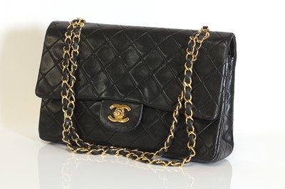 Lot 320 - A Chanel black lambskin flap bag