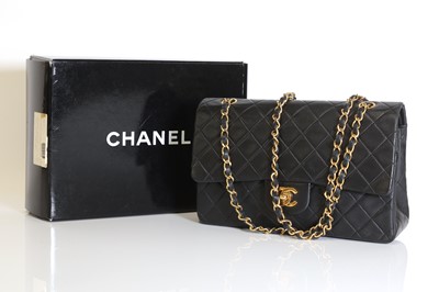 Lot 318 - A Chanel black quilted lambskin flap bag