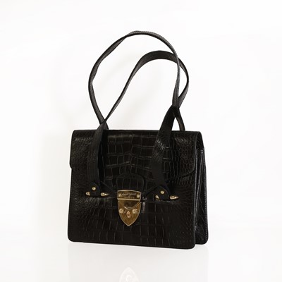Lot 1576 - An Aspinal of London black leather crocodile embossed bag