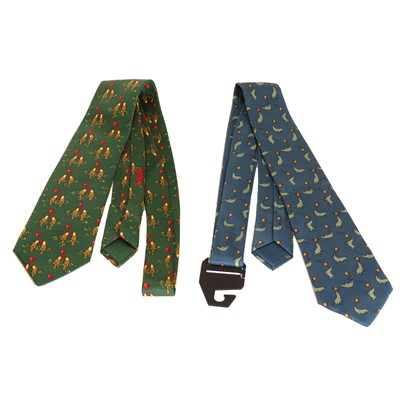 Lot 1559 - Two Hermes silk ties