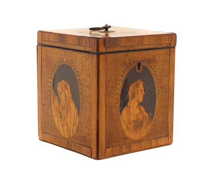 Lot 325 - A George III satinwood tea caddy