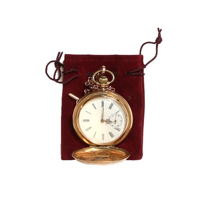 Lot 1426 - An early 20th Century Swiss gold top wind hunter pocket watch