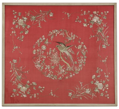 Lot 176 - A Chinese embroidered silk panel