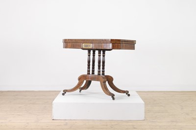 Lot 280 - A Regency rosewood and brass card table