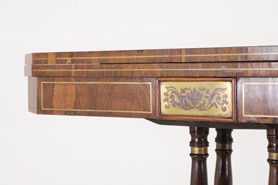 Lot 280 - A Regency rosewood and brass card table