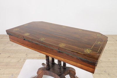 Lot 280 - A Regency rosewood and brass card table