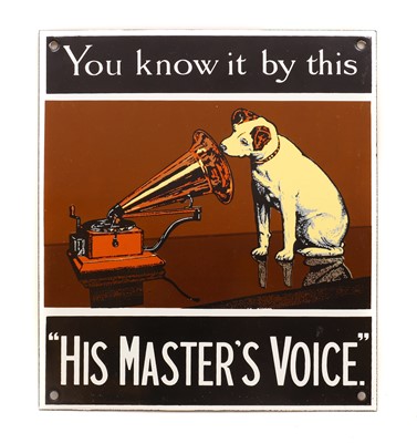 Lot 367 - An HMV enamel sign