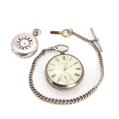 Lot 1428 - A Victorian silver pocket watch and Albert