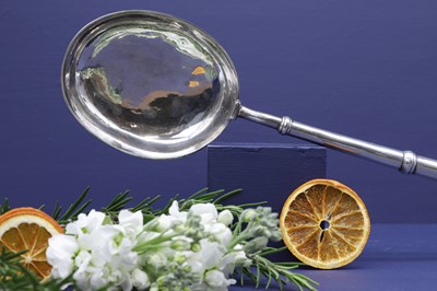 Lot 331 - A large Queen Anne silver anointing spoon