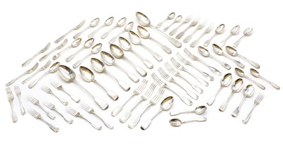 Lot 3 - A composed set of Victorian fiddle pattern flatware