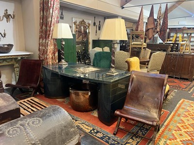 Lot 101 - A blue 'Odyssey' desk by Linley
