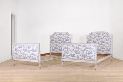 Lot 155 - A pair of Louis XVI-style painted beech single beds