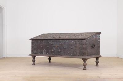 Lot 406 - A large hardwood and brass chest