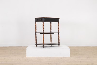 Lot 375 - An oak, ebonised fruitwood and satinwood étagère